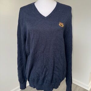 Polo Golf Ralph Lauren Navy Wildcat Logo 100% Merino Wool Sweater Men’s‎ M Flaw